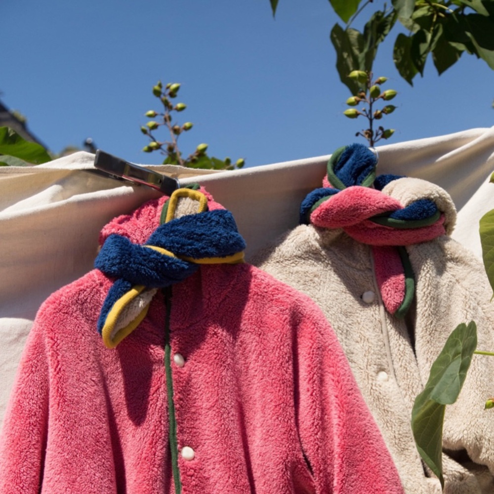 Plush Colorblock Scarf in Navy, Pink & Green - Picture 3 of 6